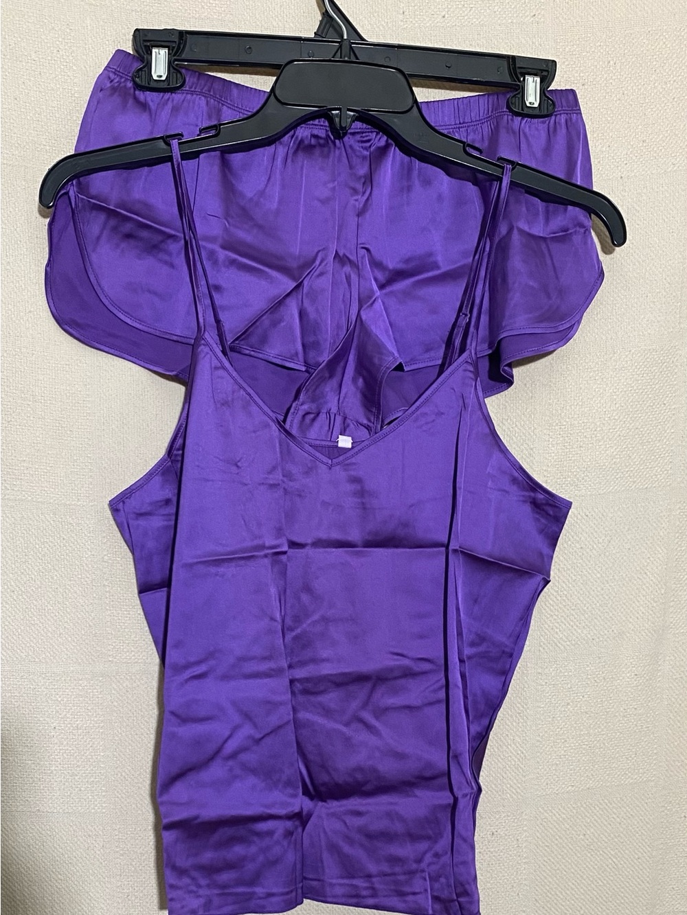 Silky Purple Satin Camisole & Shorts Sleep Set